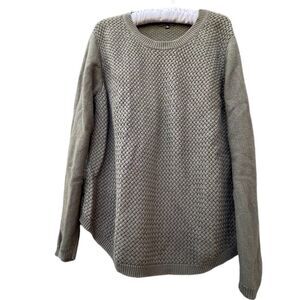 Lety & Me size XL Basket weave sweater elbow patches olive green.